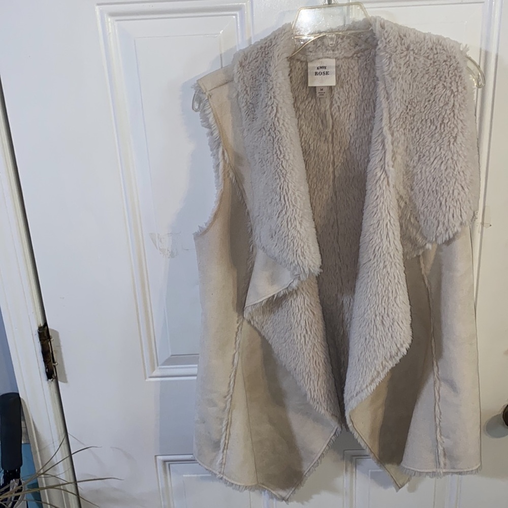 Furry Wide Collar Vest Jacket
